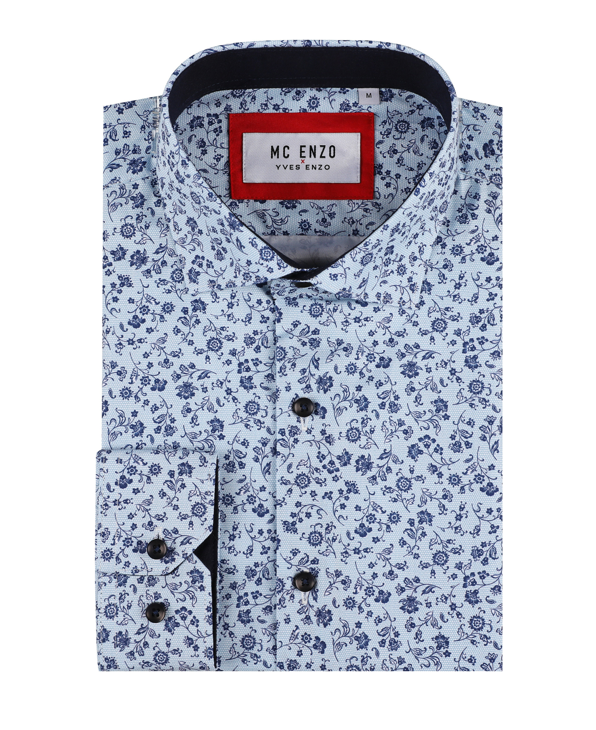 Grossiste Yves Enzo Paris - Chemise à motifs en coupe droite - Bleu