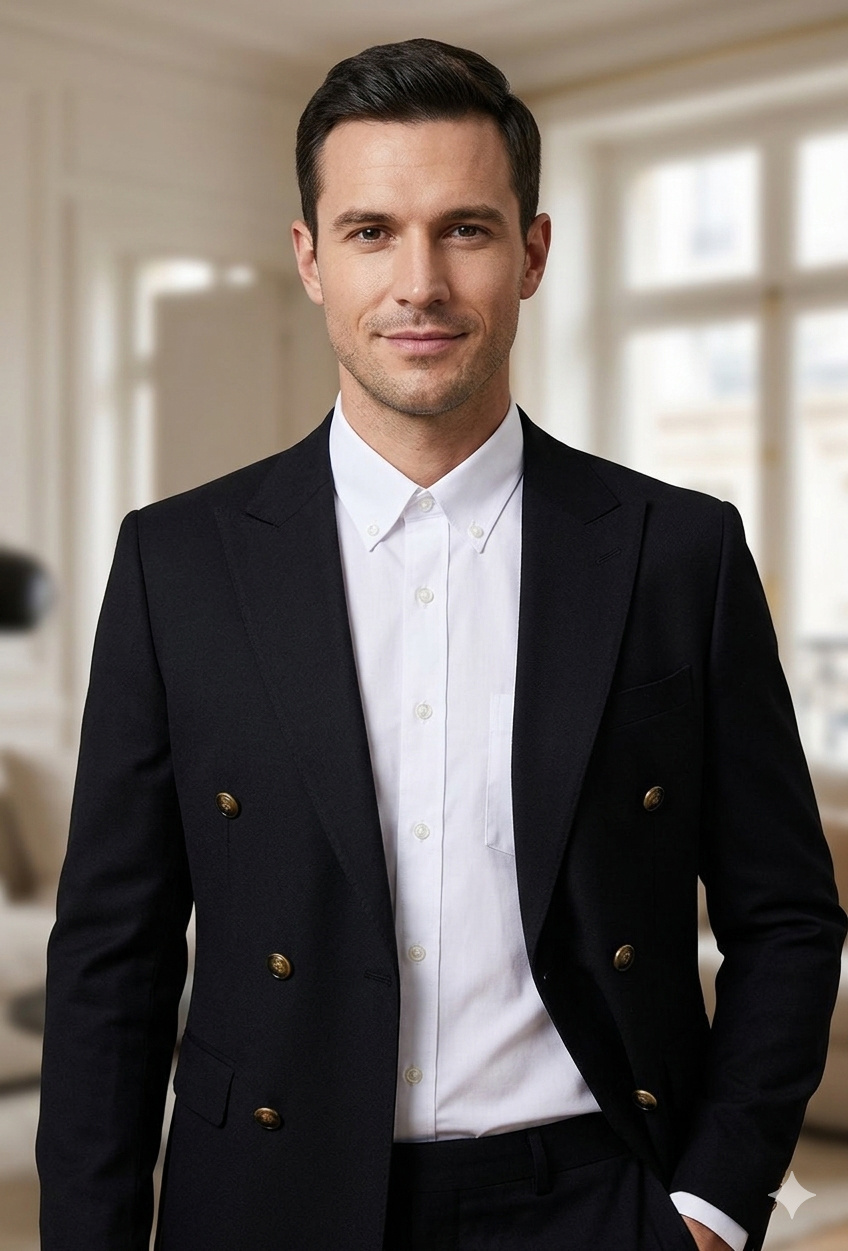 Grossista Yves Enzo Paris - Camicia bianca con colletto abbottonato in taglio comodo