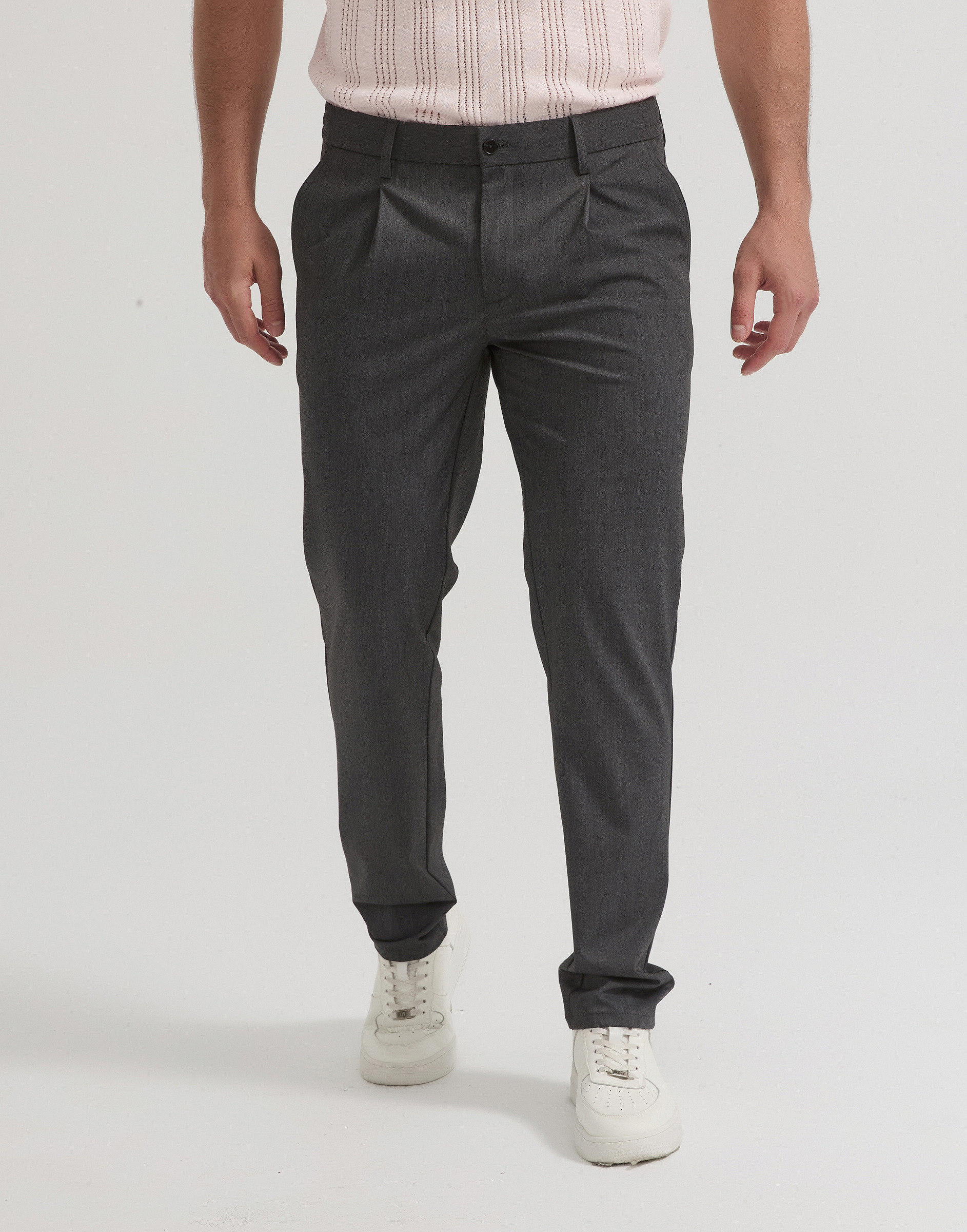 Großhändler Yves Enzo Paris - Stretchhose mit Falten - Anthrazit