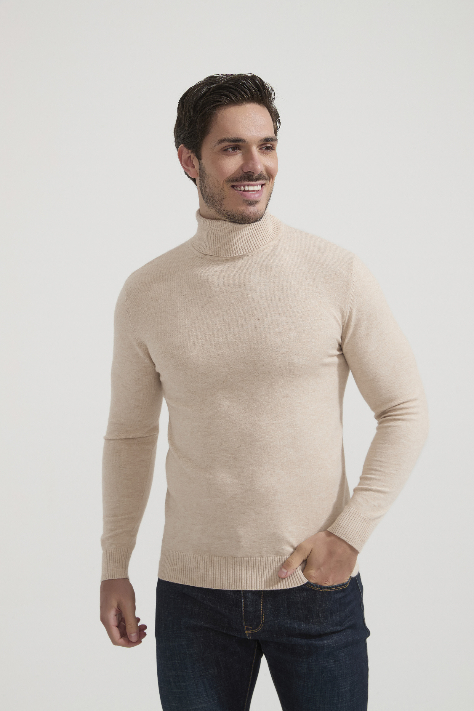 Wholesaler Yves Enzo Paris - Light beige turtleneck sweater