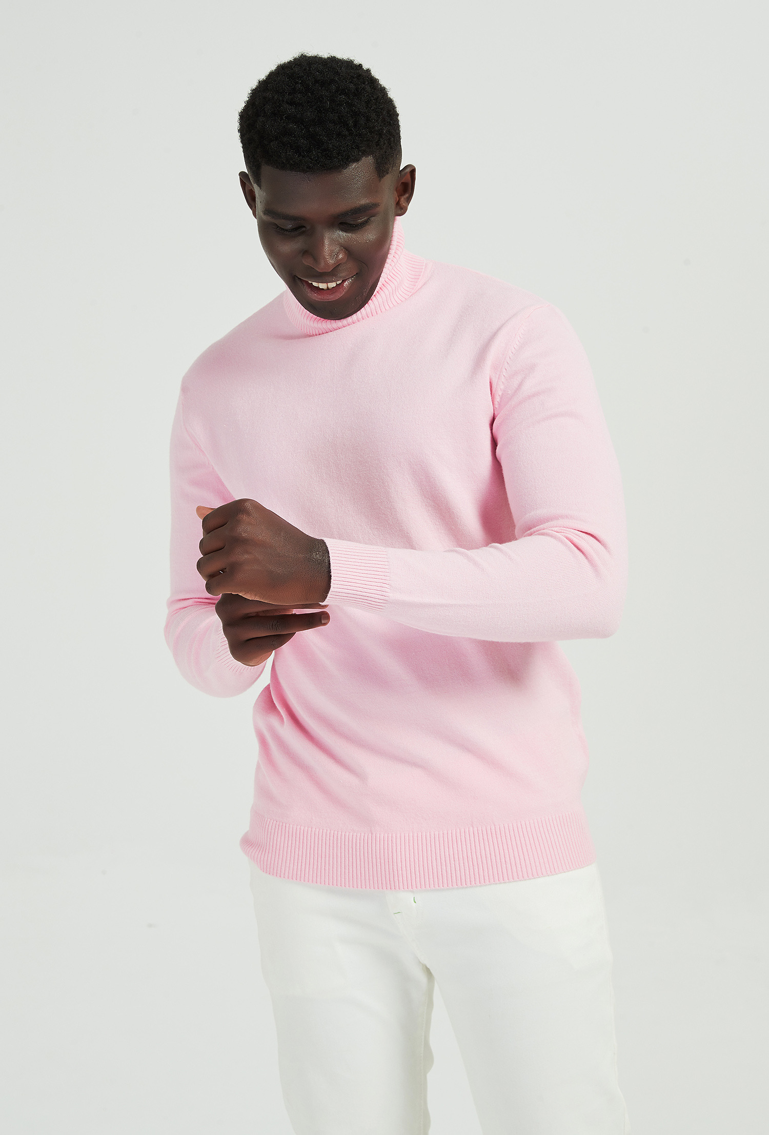 Grossiste Yves Enzo Paris - Pull col roulé en rose