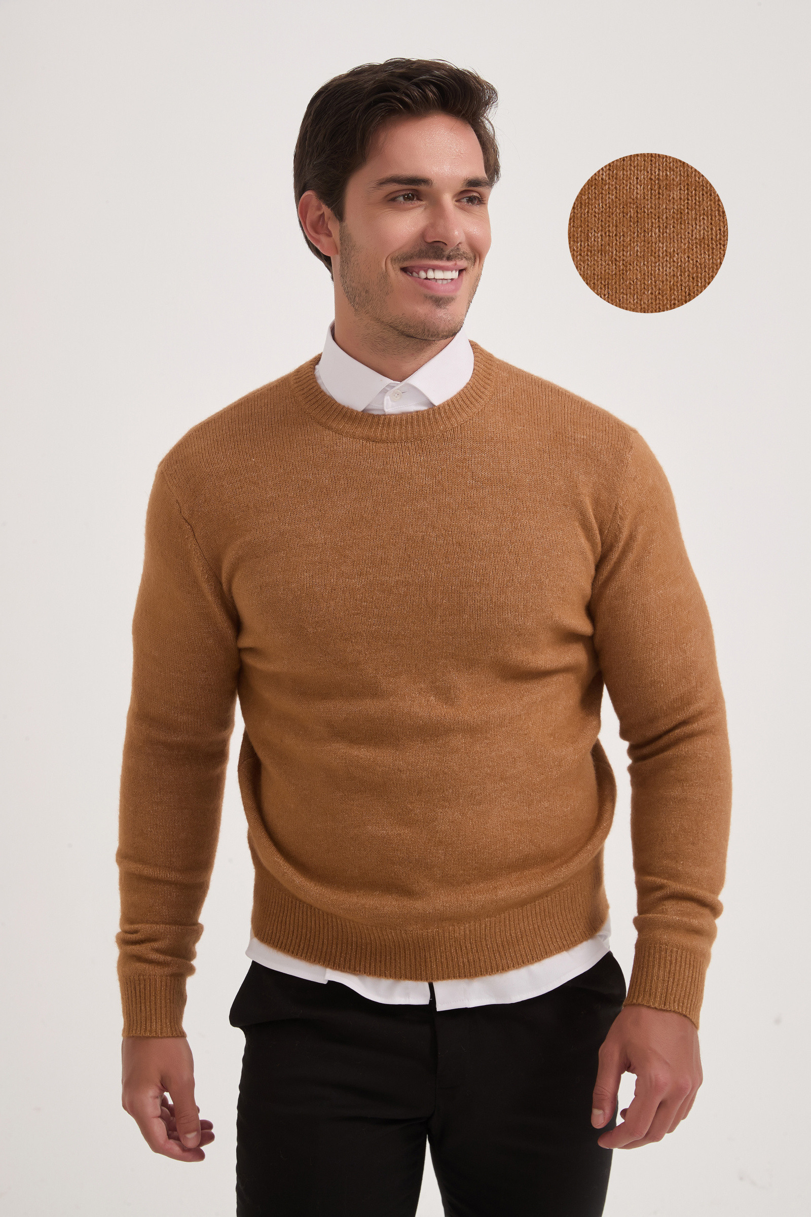 Großhändler Yves Enzo Paris - Grobstrickpullover mit Rundhalsausschnitt aus Wollmischung
