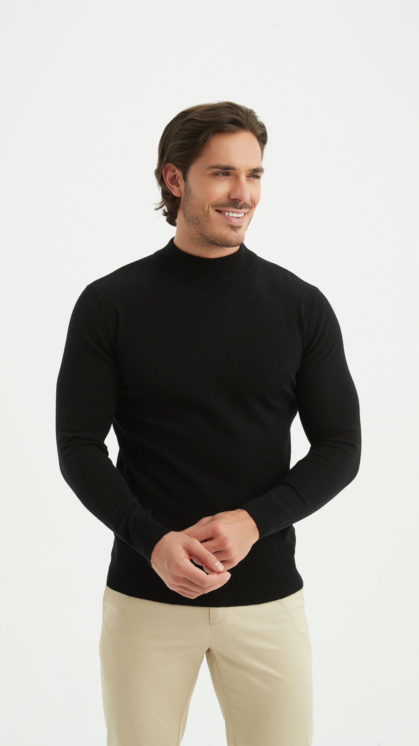 Grossiste Yves Enzo Paris - Pull col cheminé en noir