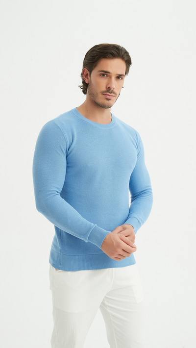 Grossiste Yves Enzo Paris - Pull texturé en coton piqué Grossiste Yves Enzo Paris - Pull texturé en coton piqué