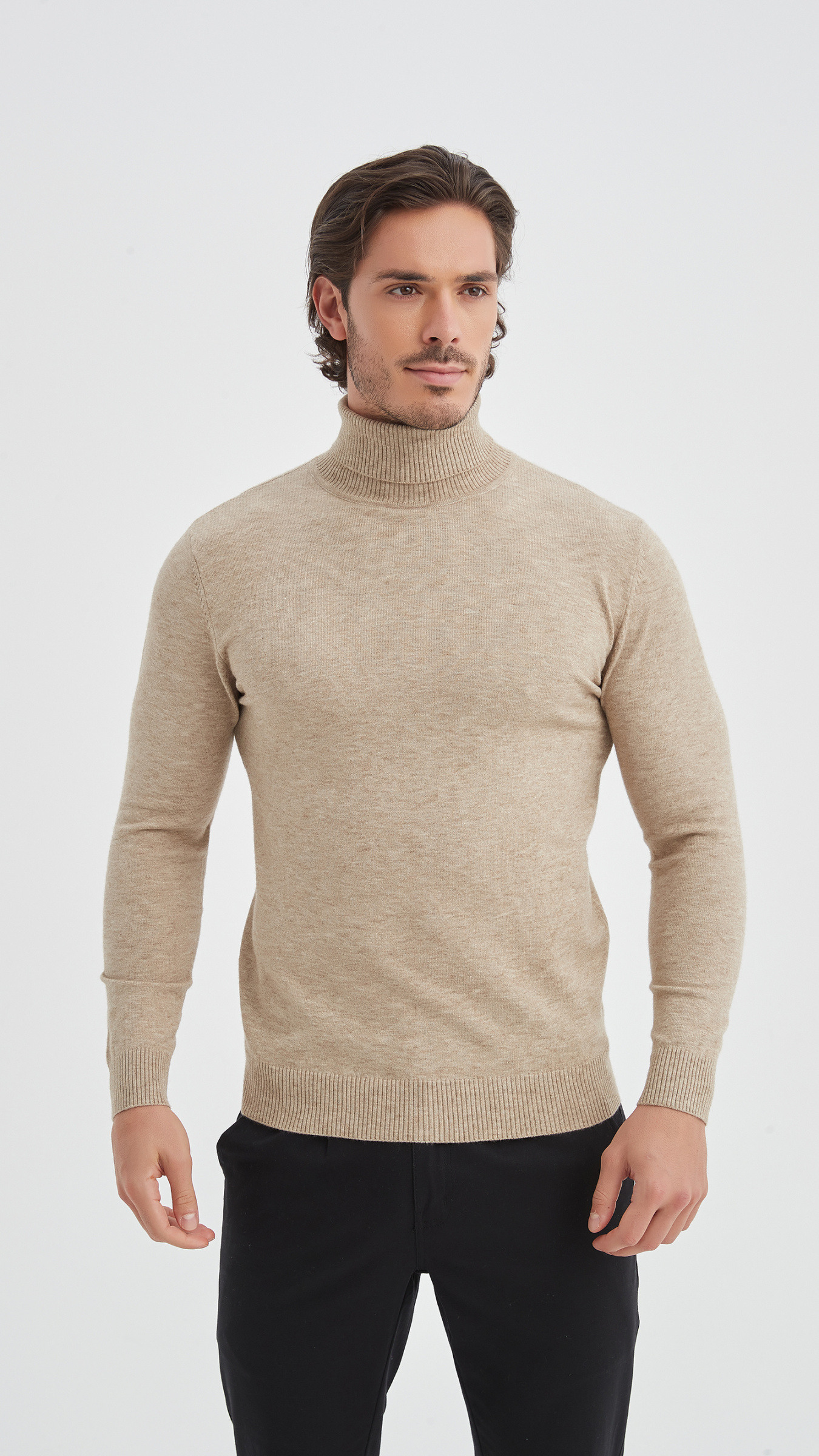Grossiste Yves Enzo Paris - Pull col roulé en beige