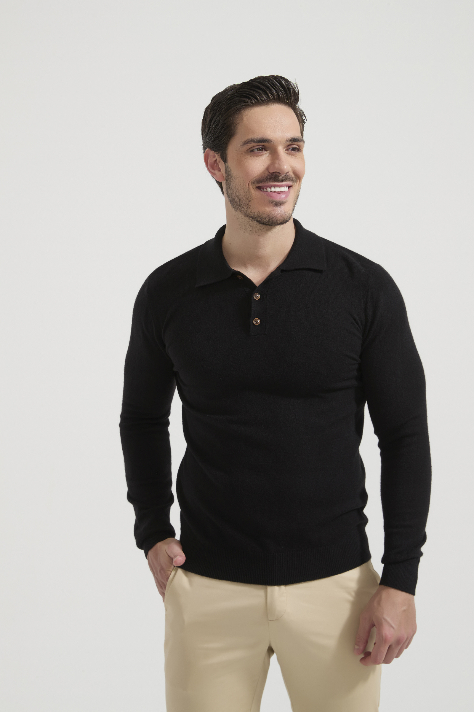 Grossiste Yves Enzo Paris - Pull PETER col à boutons en laine mélangé