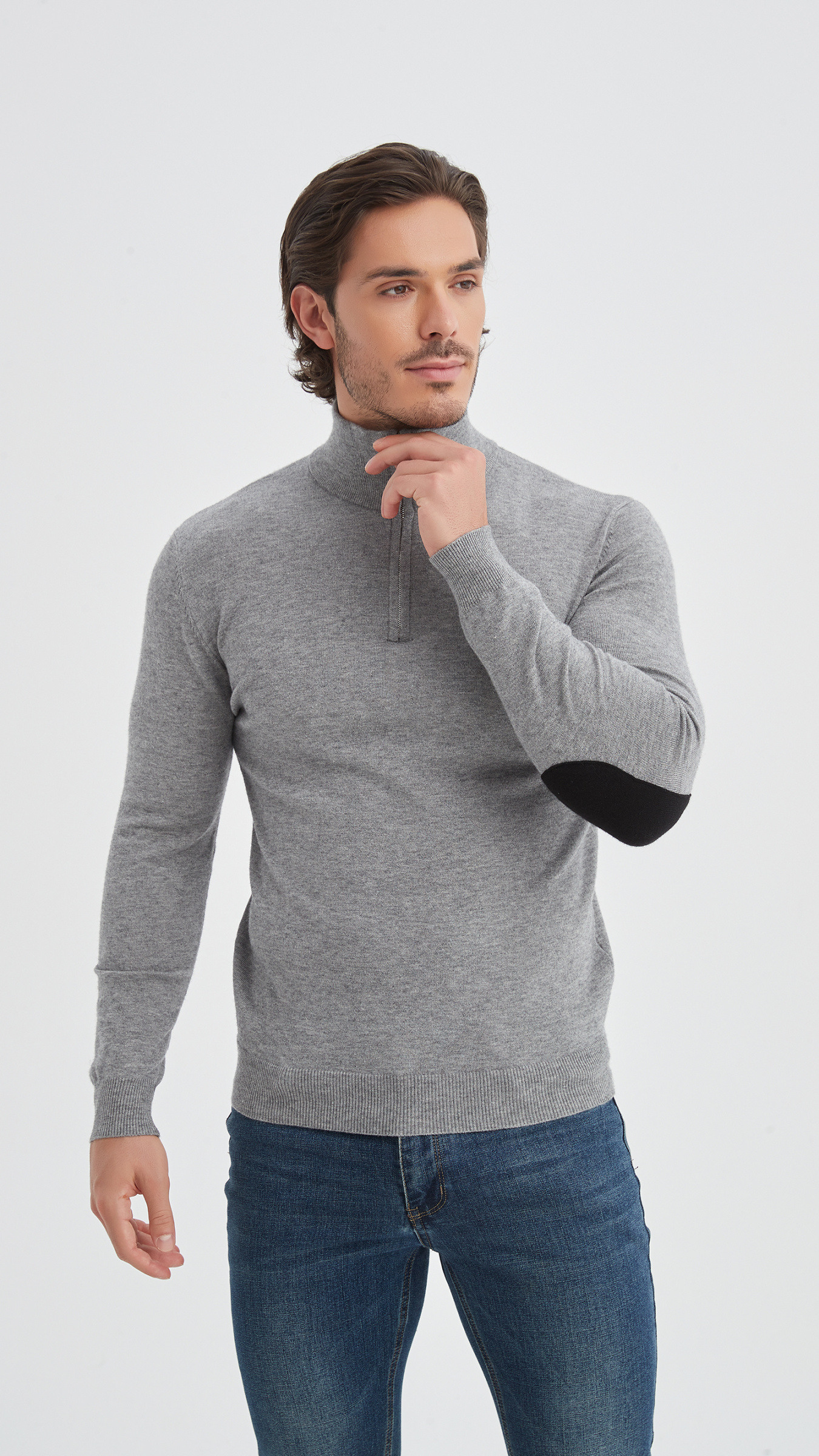 Wholesaler Yves Enzo Paris - Trucker collar sweater with elbow patches