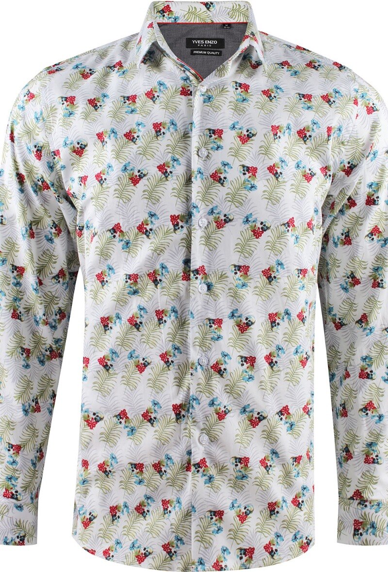 Wholesaler Yves Enzo - "PREMIUM" stretch slim fit shirt ACAPULCO prints