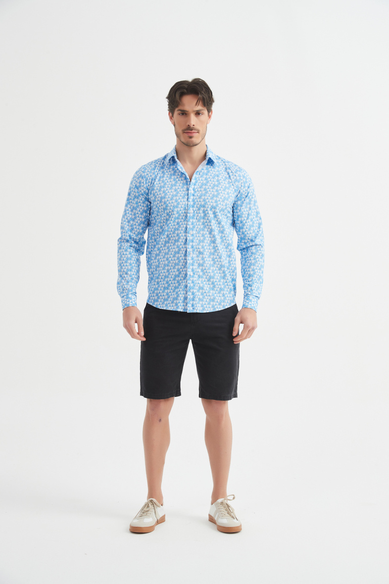 Wholesaler Yves Enzo Paris - "PREMIUM" stretch shirt with slim-fit pattern