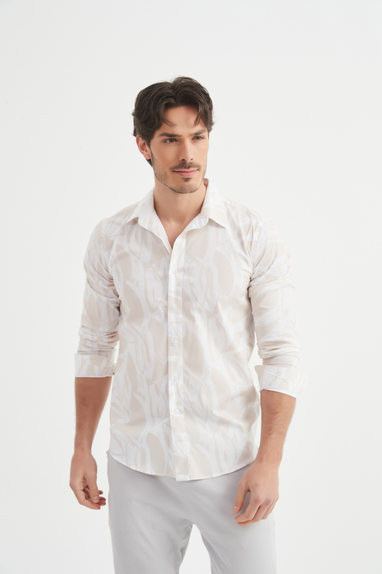 Wholesaler Yves Enzo Paris - "PREMIUM" stretch shirt with slim-fit pattern