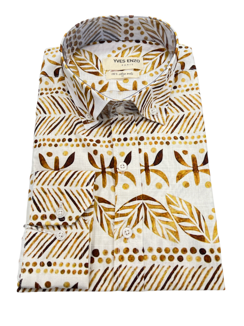 Grossiste Yves Enzo - Chemise à motifs en voile de coton VOI-T33