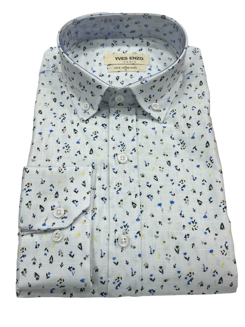 Grossiste Yves Enzo - Chemise à motifs en voile de coton VOI-T35