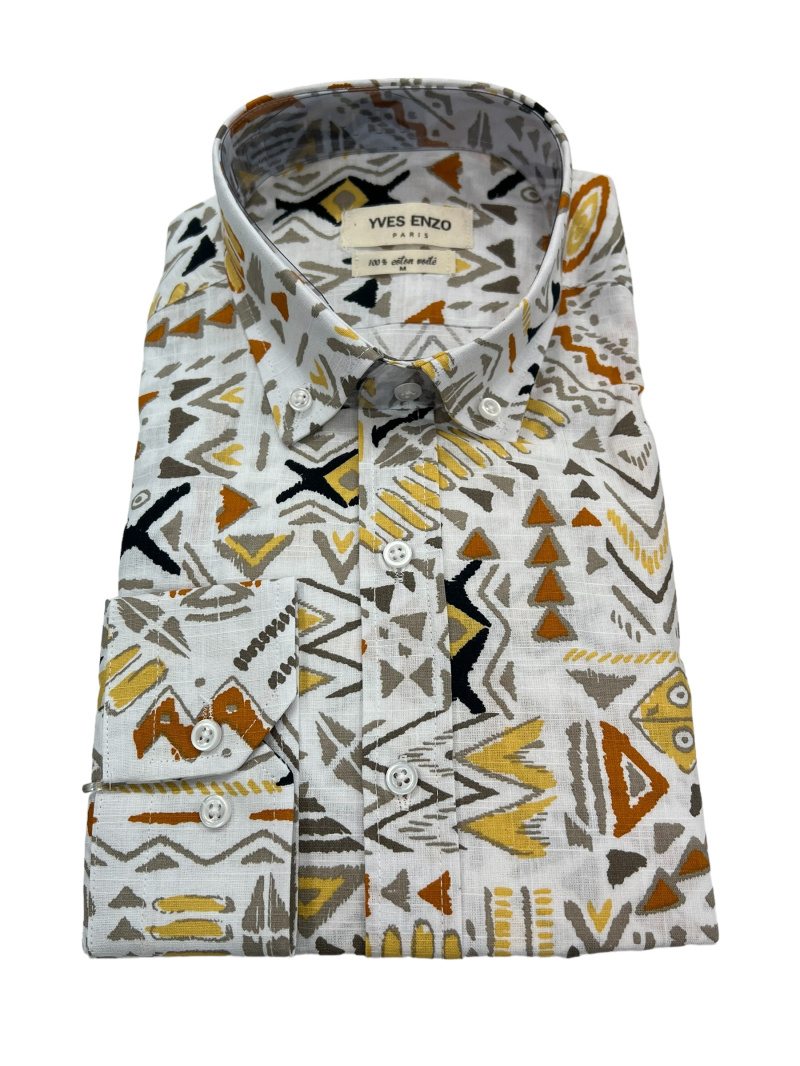 Grossiste Yves Enzo - Chemise à motifs en voile de coton VOI-T24