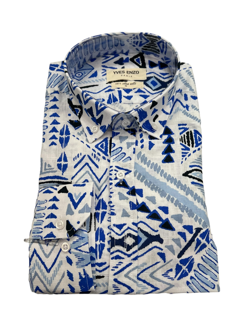 Grossiste Yves Enzo - Chemise à motifs en voile de coton VOI-T25
