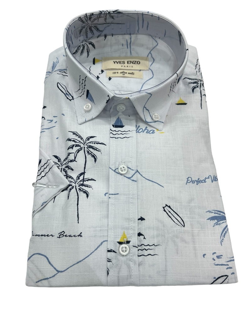 Grossiste Yves Enzo - Chemisette à motifs en voile de coton VOIL-C501
