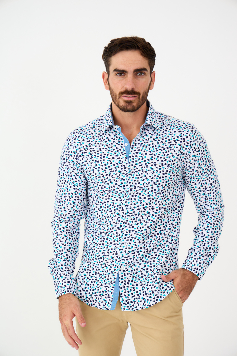 Wholesaler Yves Enzo - LAMIERA print shirt in slim fit