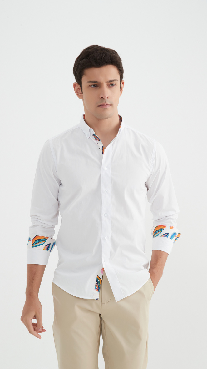 Wholesaler Yves Enzo - Plain stretch "PREMIUM" shirt with fitted pattern interior