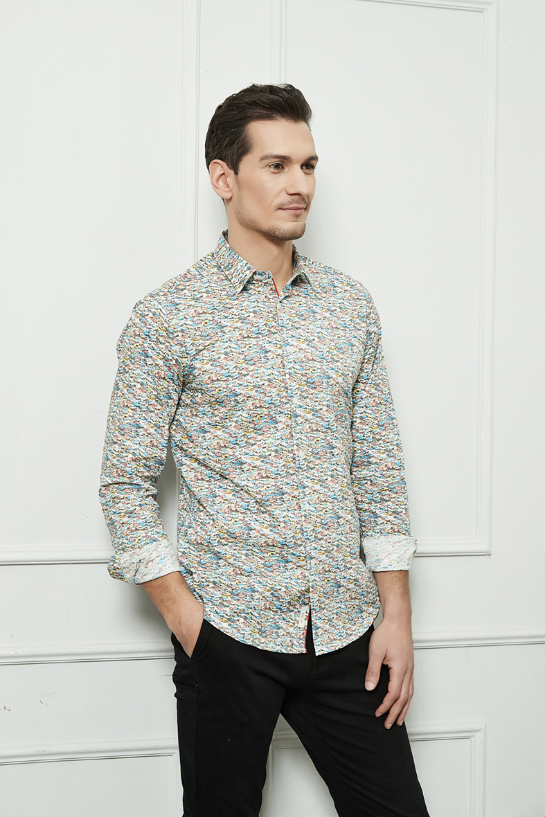 Wholesaler Yves Enzo Paris - STRETCH slim fit shirt DIGITAL