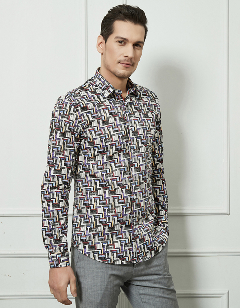 Wholesaler Yves Enzo Paris - STRETCH slim fit shirt DIGITAL