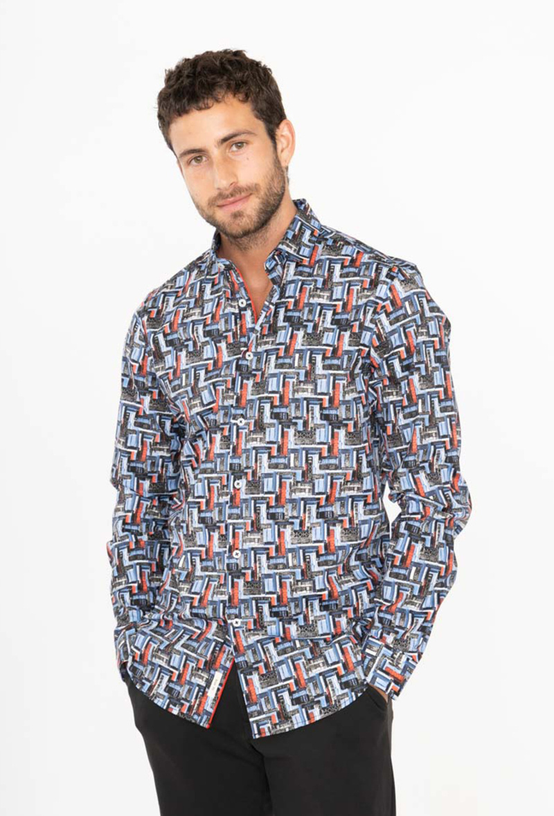 Wholesaler Yves Enzo Paris - STRETCH slim fit shirt DIGITAL