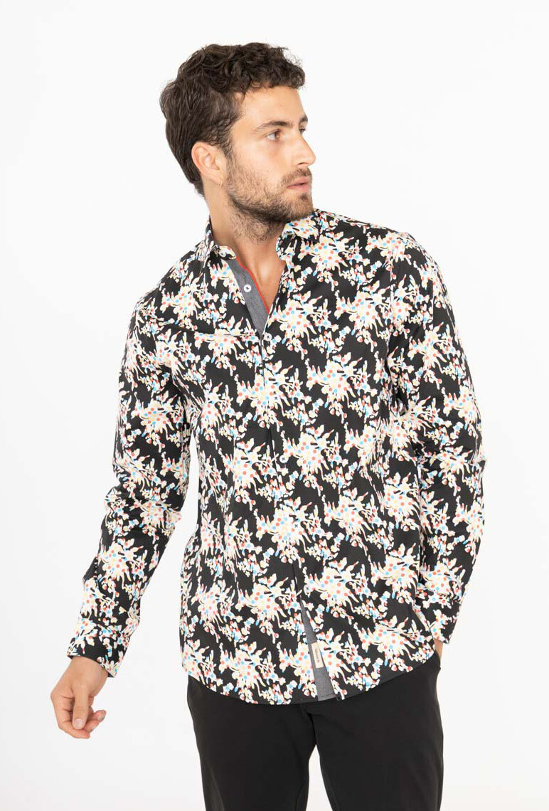 Grossista Yves Enzo - Camicia STRETCH in vestibilità comfort con motivo STRAW
