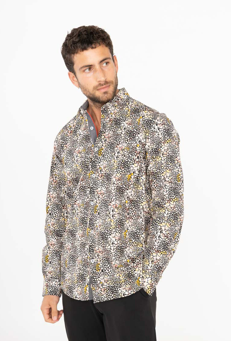 Grossista Yves Enzo - Camicia STRETCH in vestibilità comfort con motivo ESCAMA