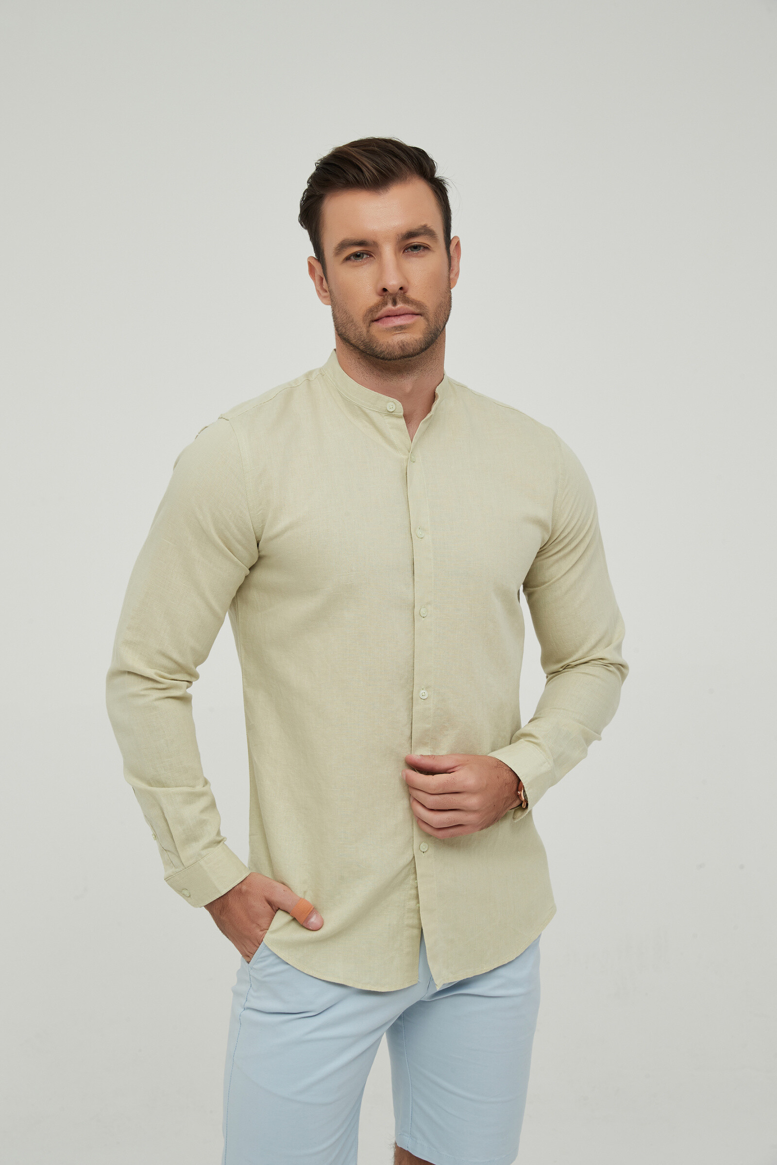 Wholesaler Yves Enzo - Mao collar linen shirt