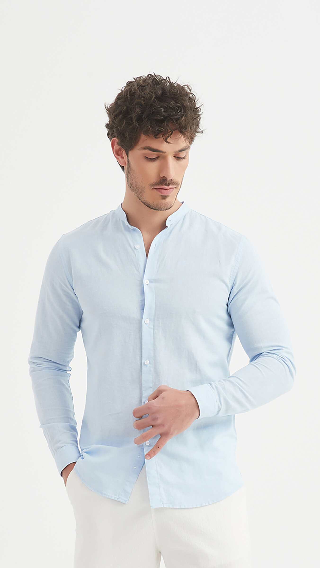 Wholesaler Yves Enzo - Mao collar linen shirt