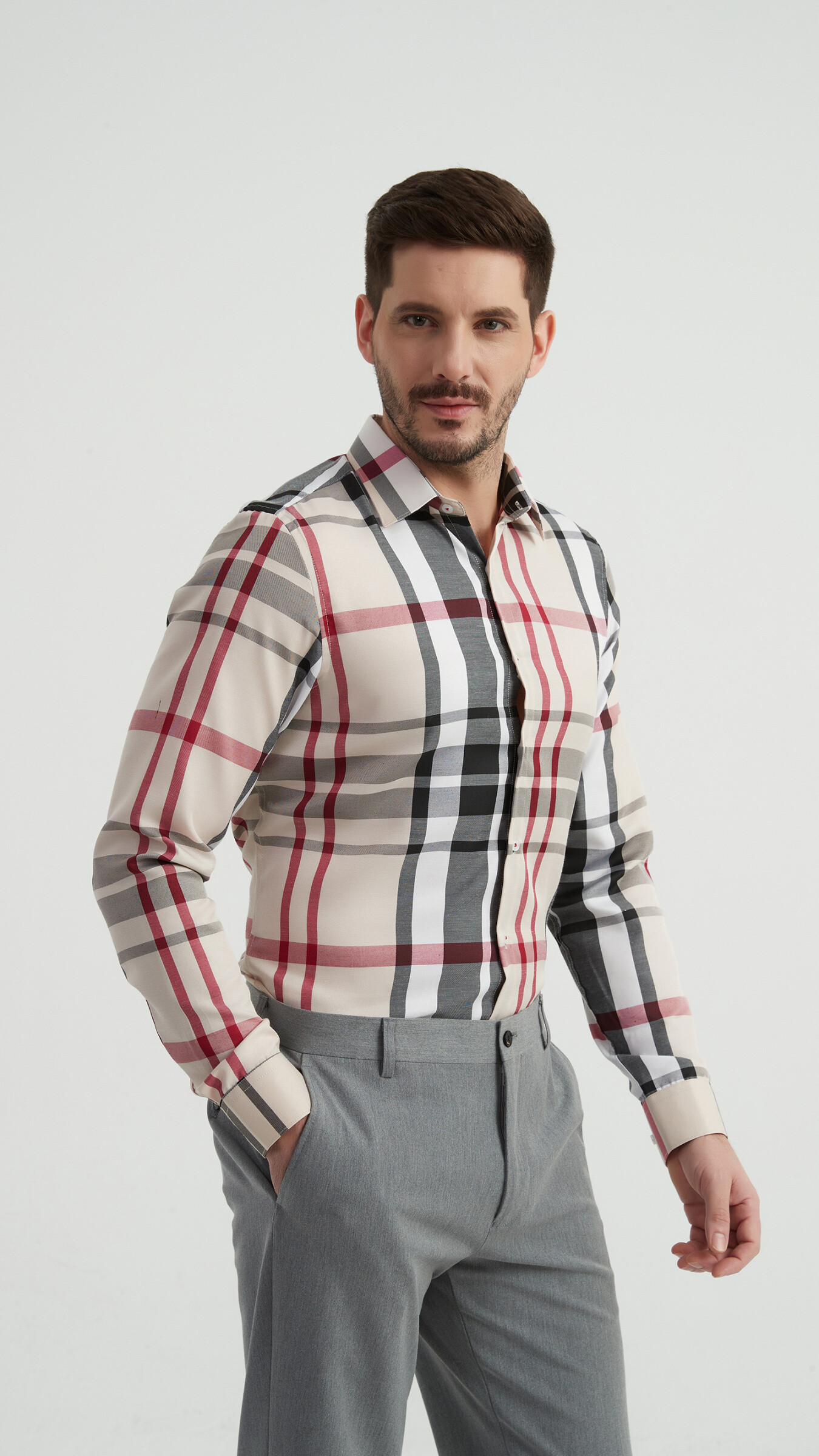Grossista Yves Enzo - Camicia a quadri TARTAN taglio slim