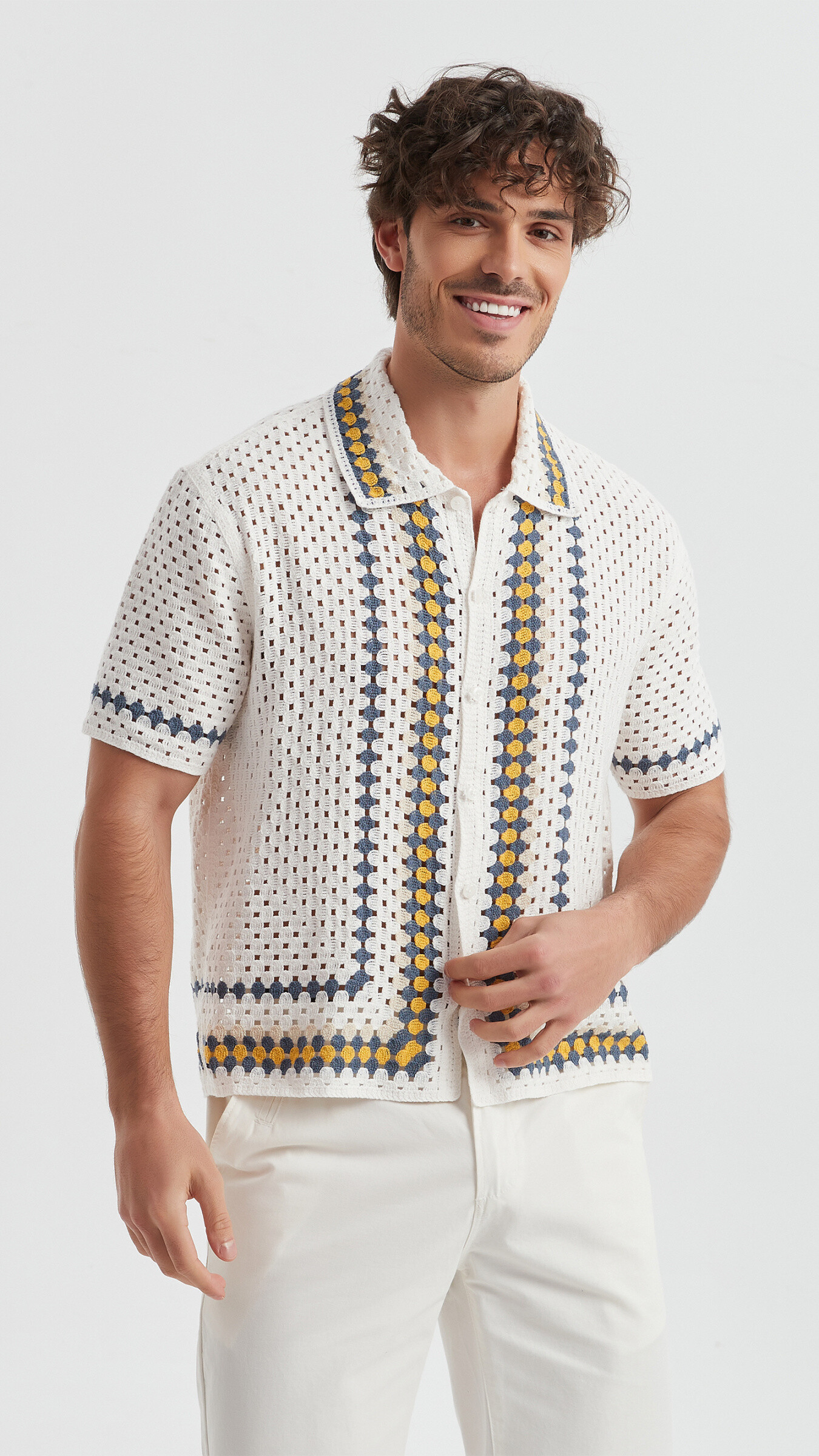 Wholesaler Yves Enzo - Embroidered shirt in cotton