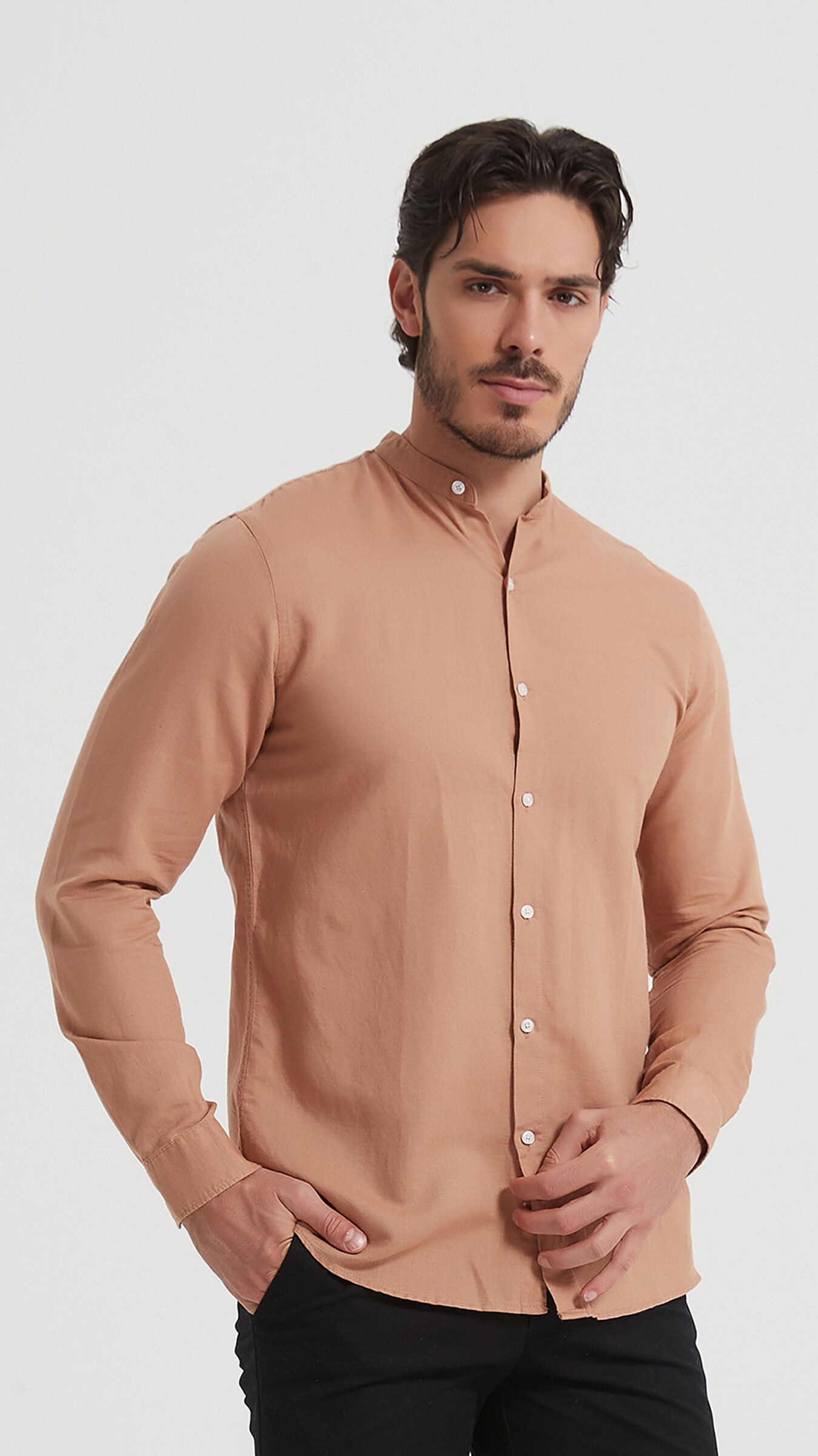 Wholesaler Yves Enzo - Mao collar linen shirt
