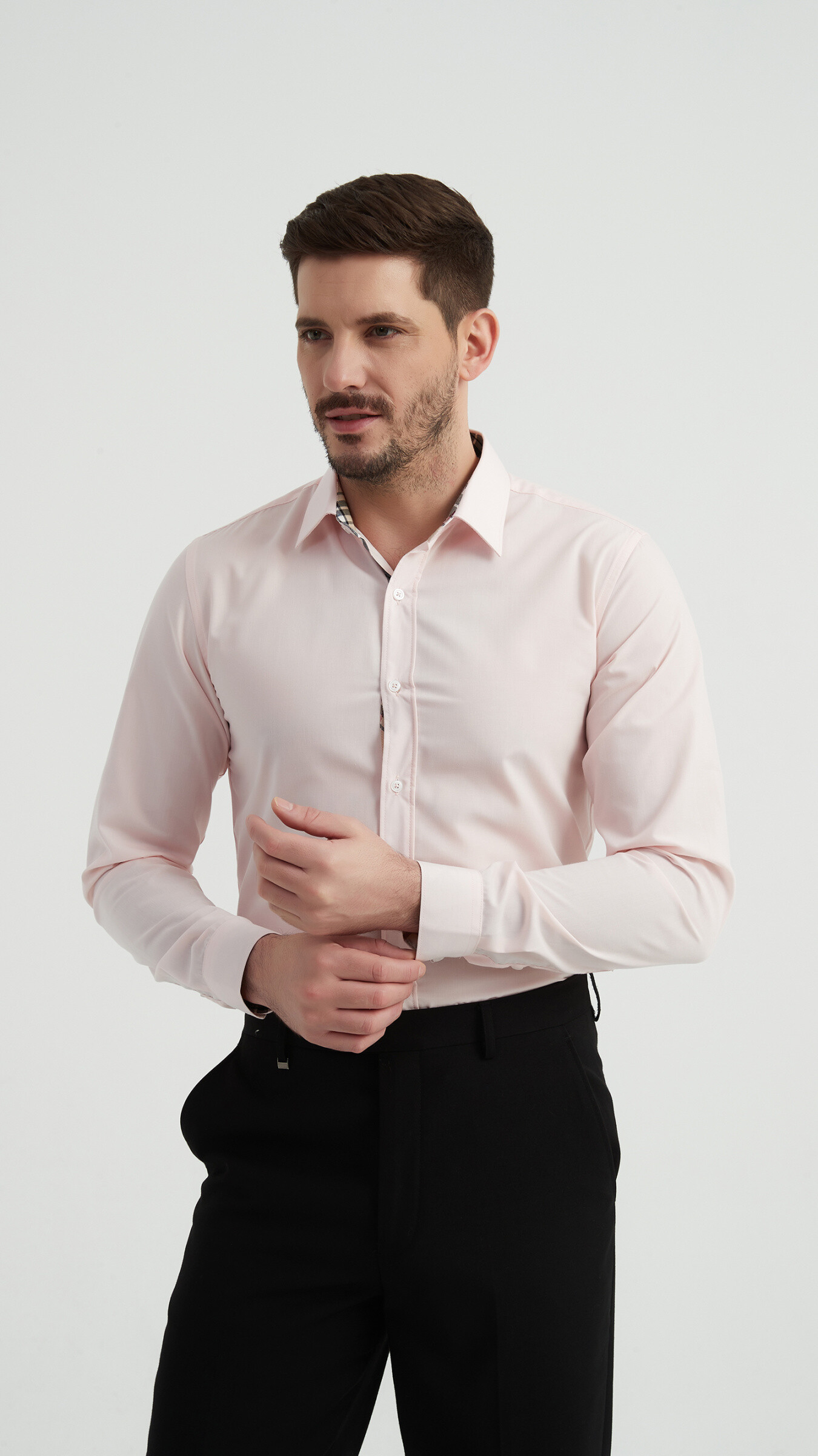 Grossista Yves Enzo - Piastrelle tartan una camicia unie slim fit