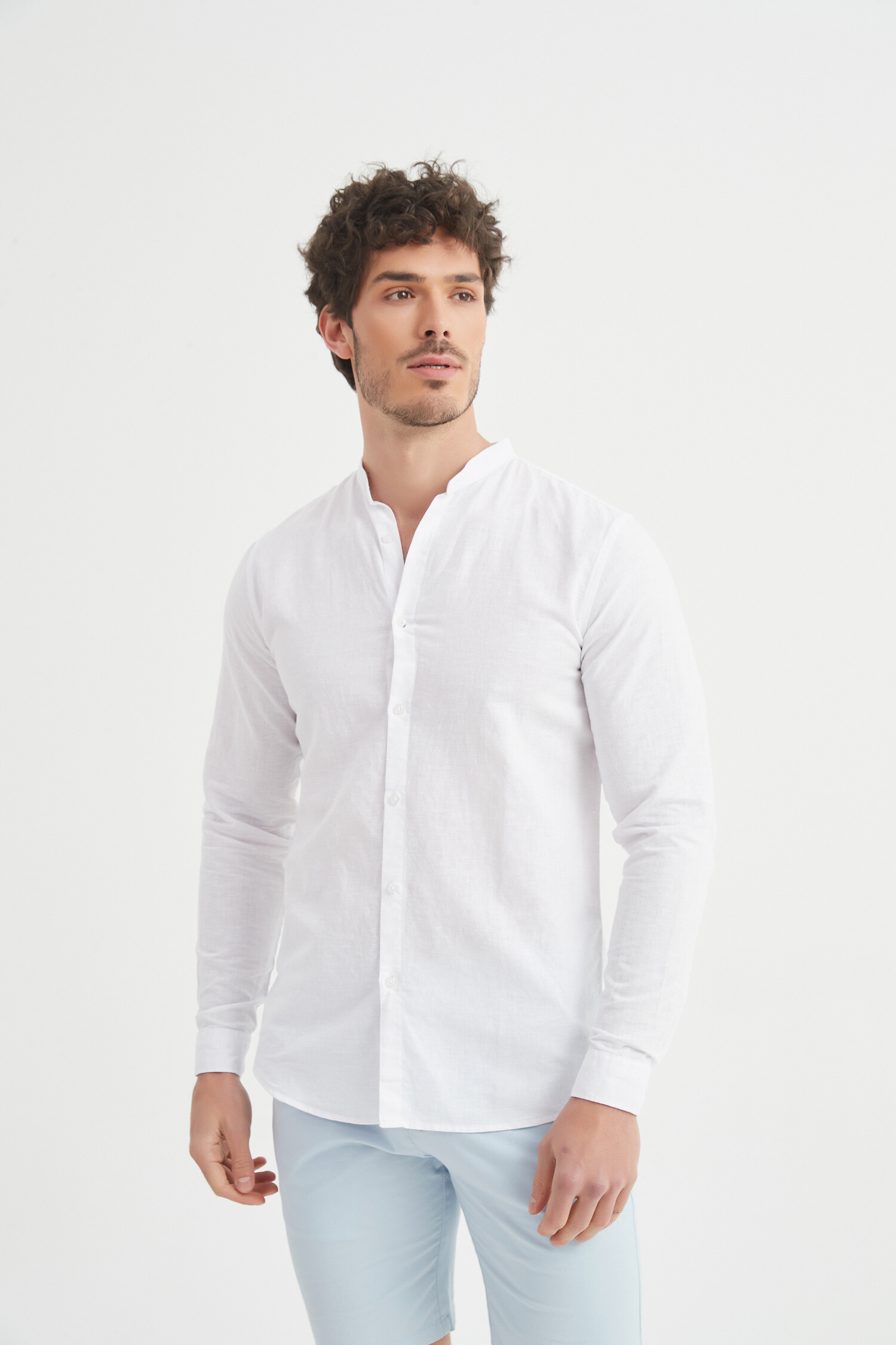 Wholesaler Yves Enzo - Mao collar linen shirt