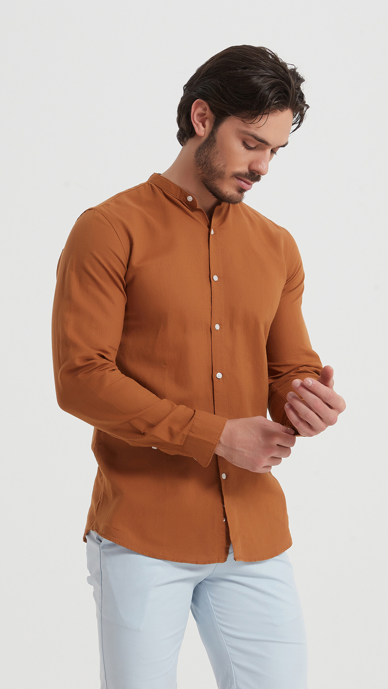 Wholesaler Yves Enzo - Mao collar linen shirt