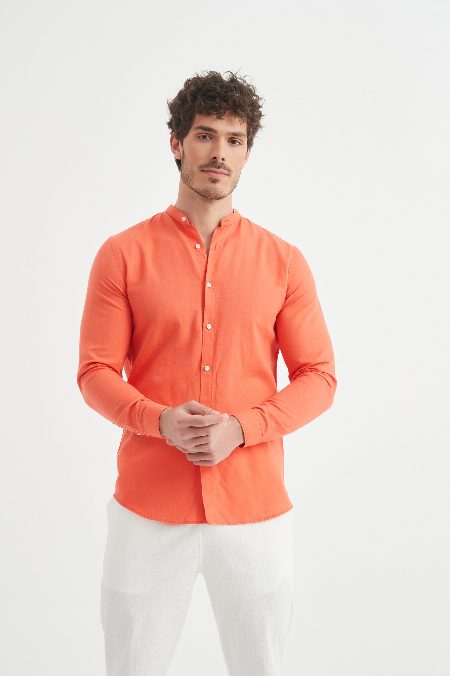 Wholesaler Yves Enzo - Mao collar linen shirt