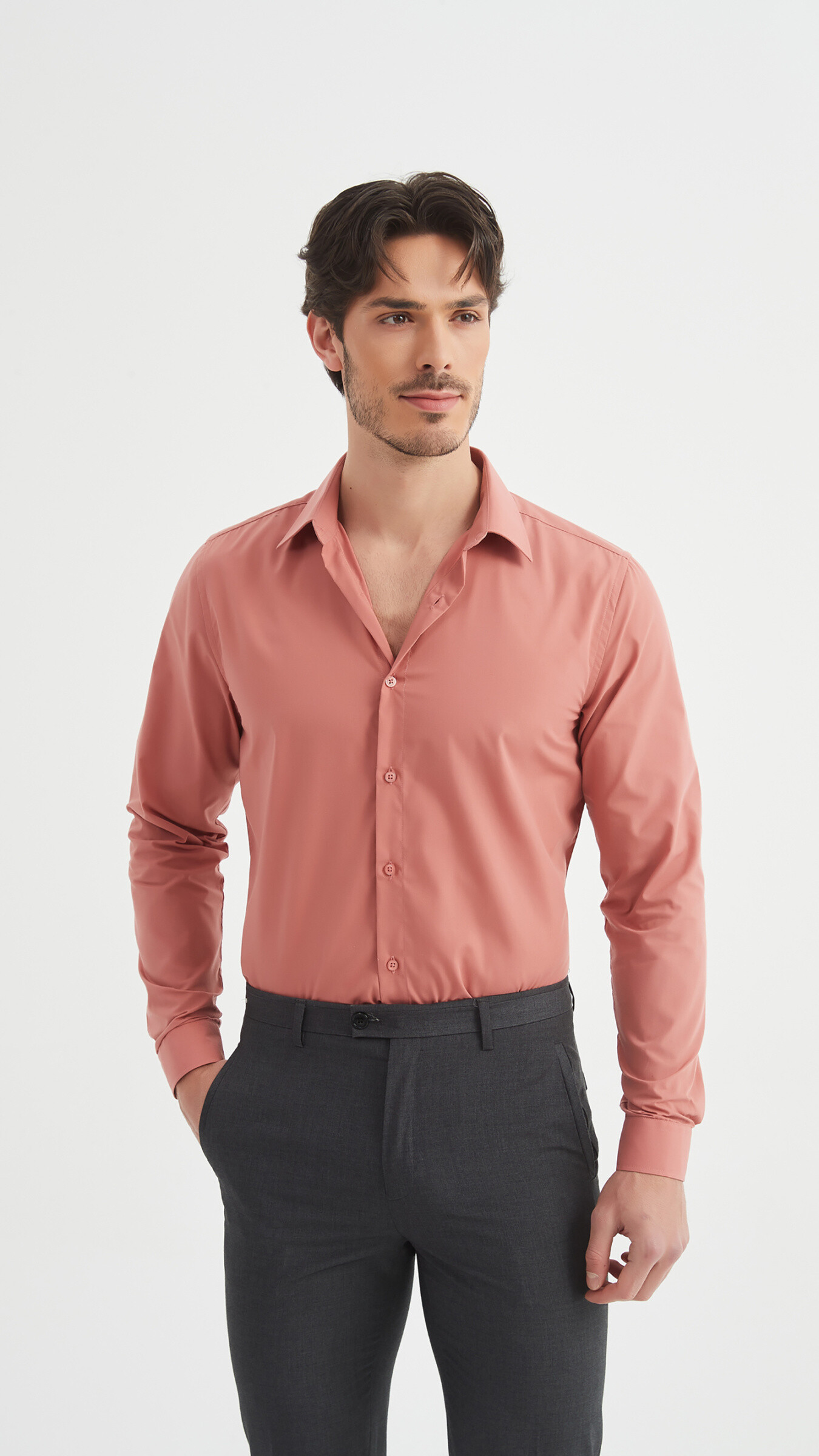 Wholesaler Yves Enzo - Slim fit shirt - Pink