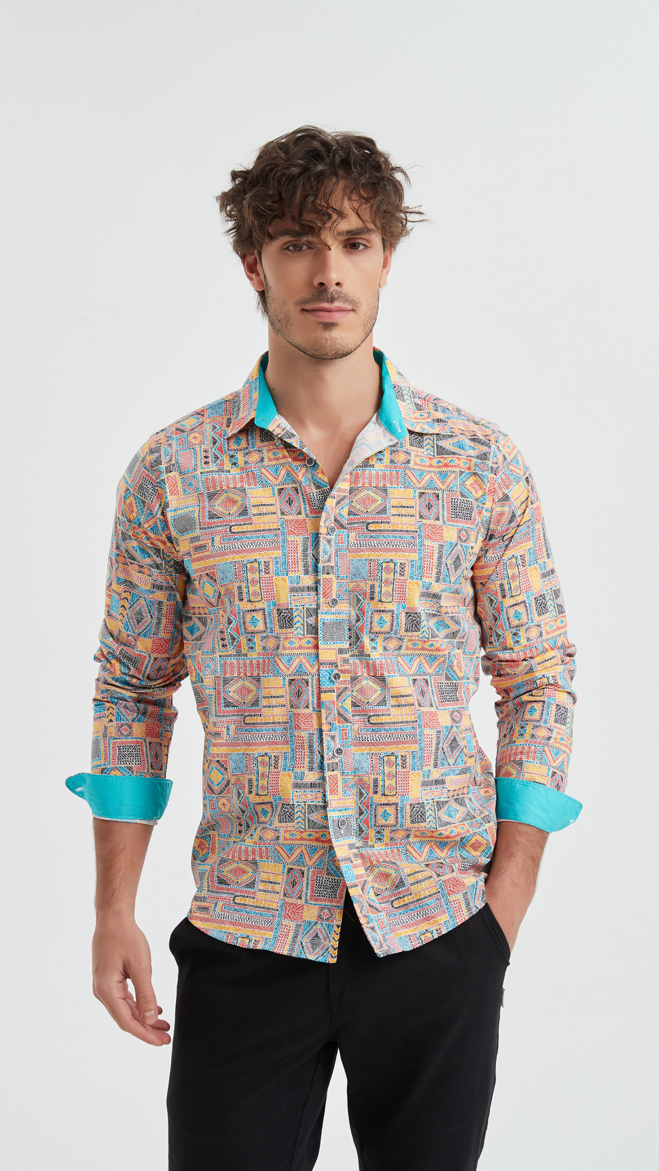 Wholesaler Yves Enzo Paris - Patterned “PREMIUM” shirt