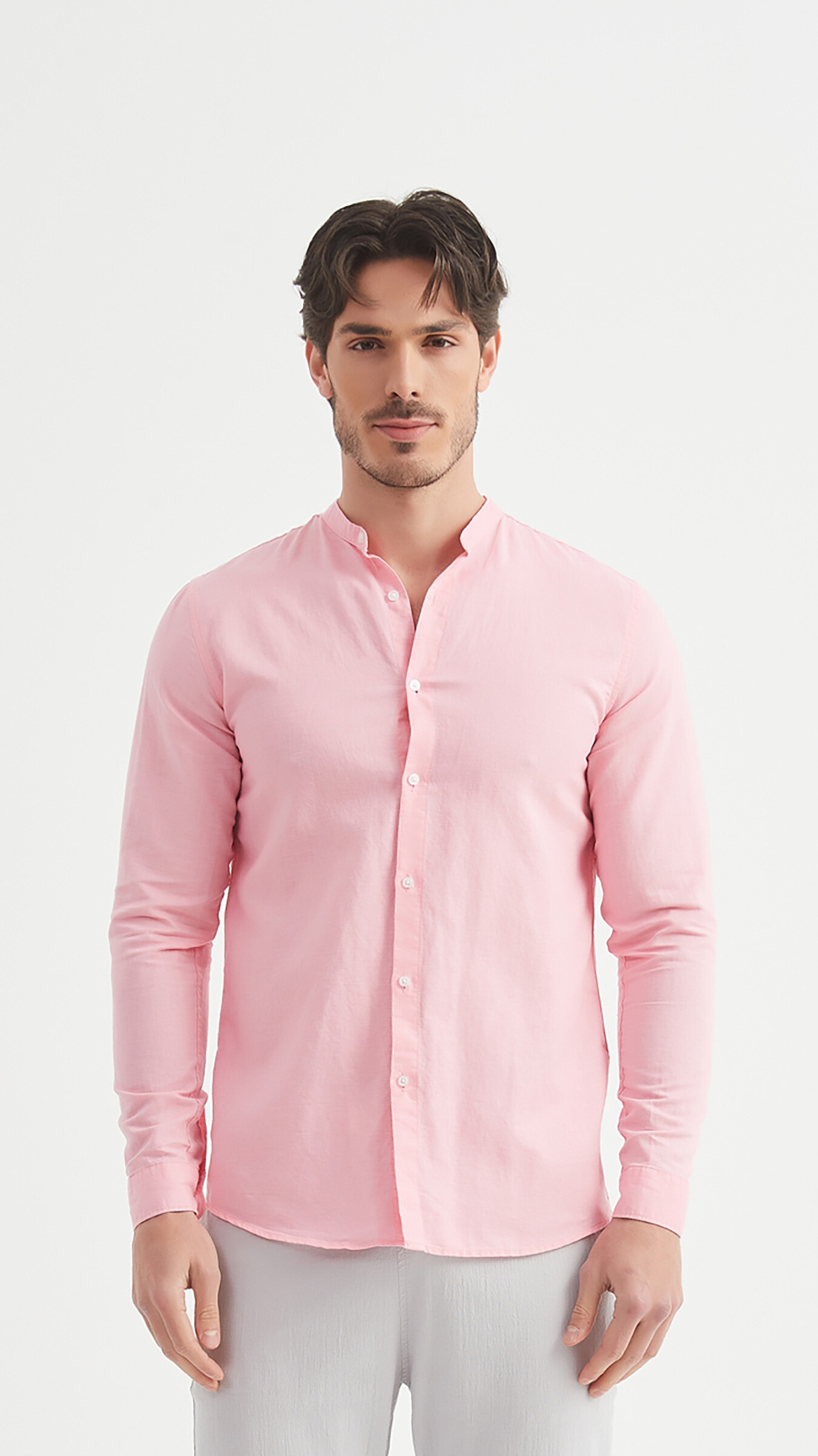 Wholesaler Yves Enzo - Mao collar linen shirt