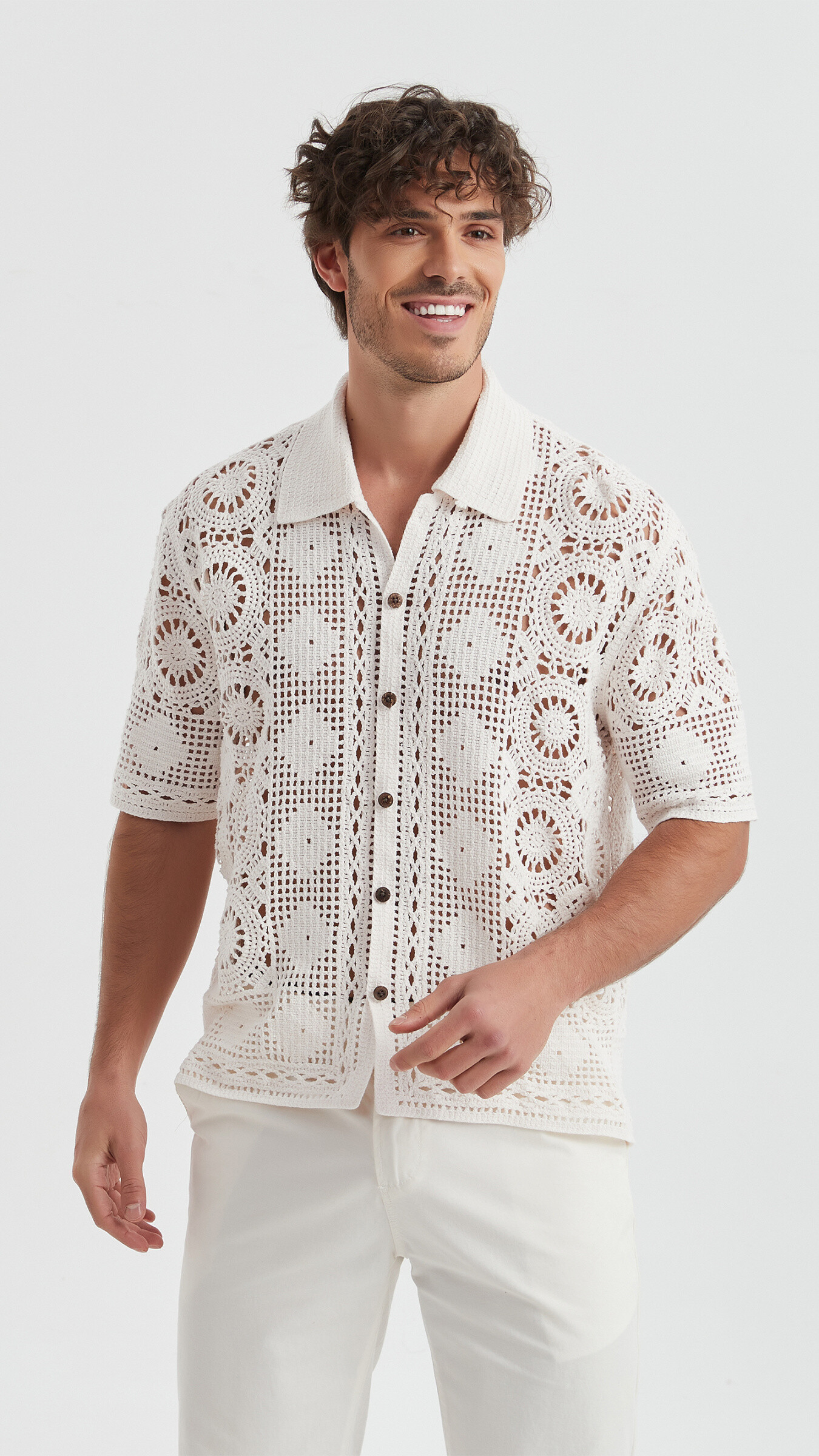 Wholesaler Yves Enzo - Embroidered shirt in cotton