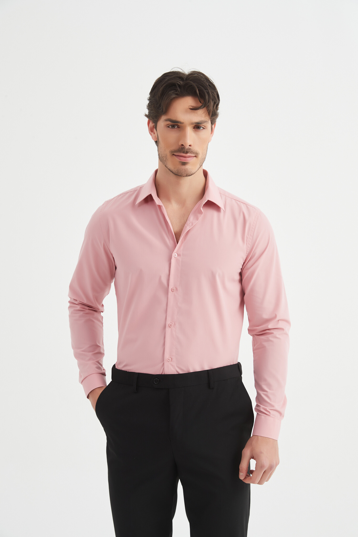 Wholesaler Yves Enzo - Slim fit shirt - Pink