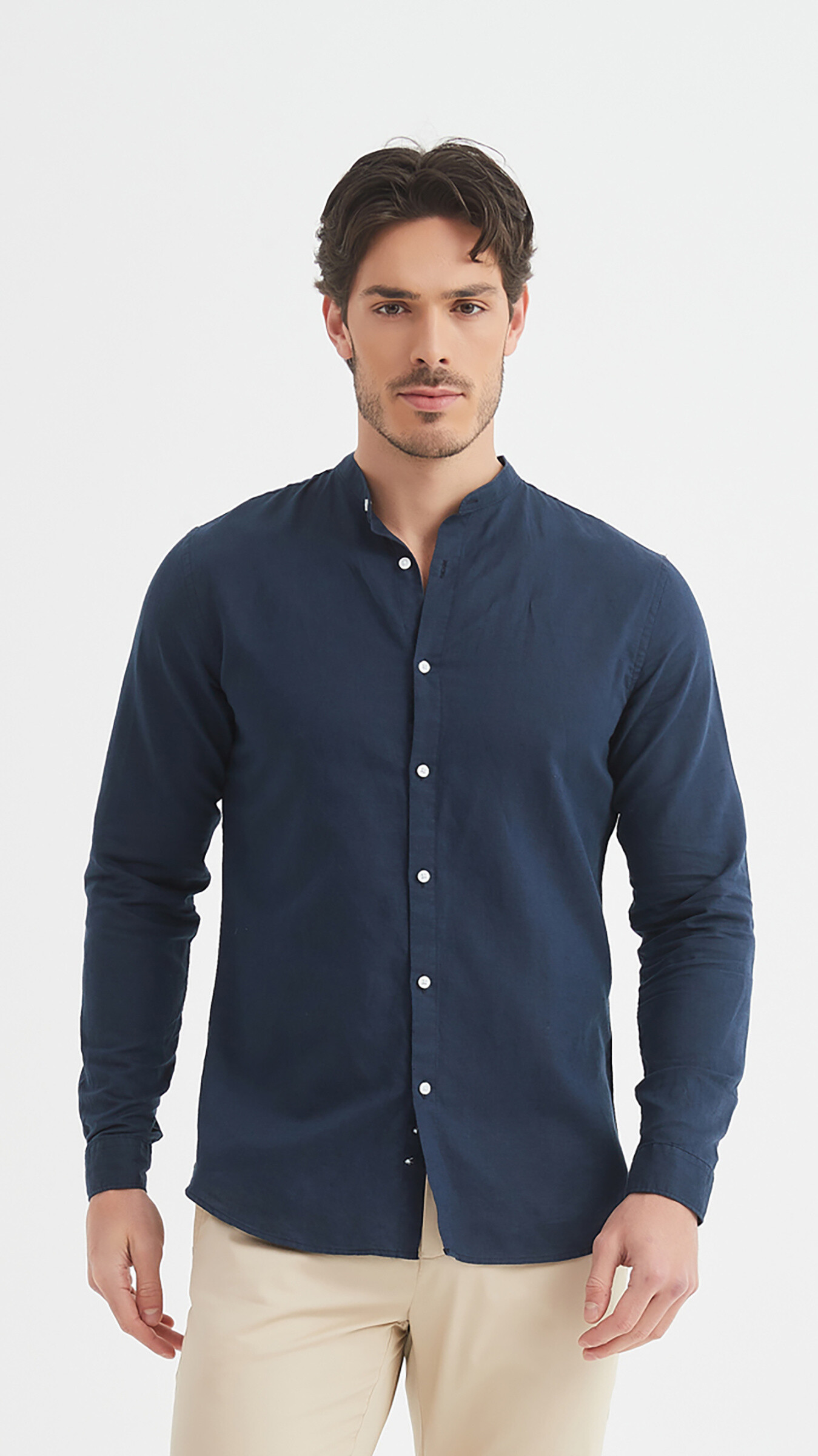 Wholesaler Yves Enzo - Mao collar linen shirt