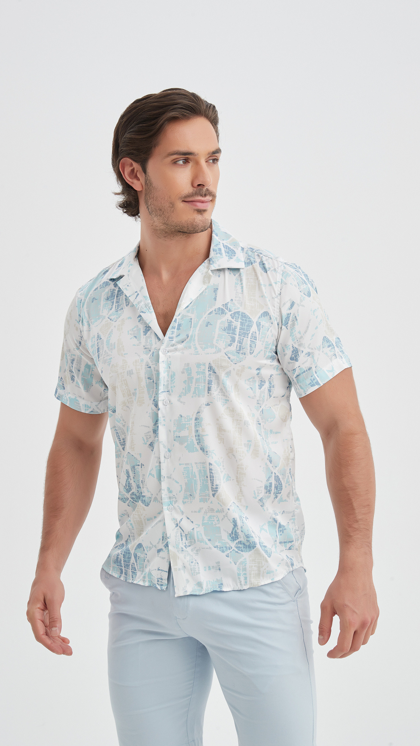 Wholesaler Yves Enzo Paris - Digital prints silk sensation shirt