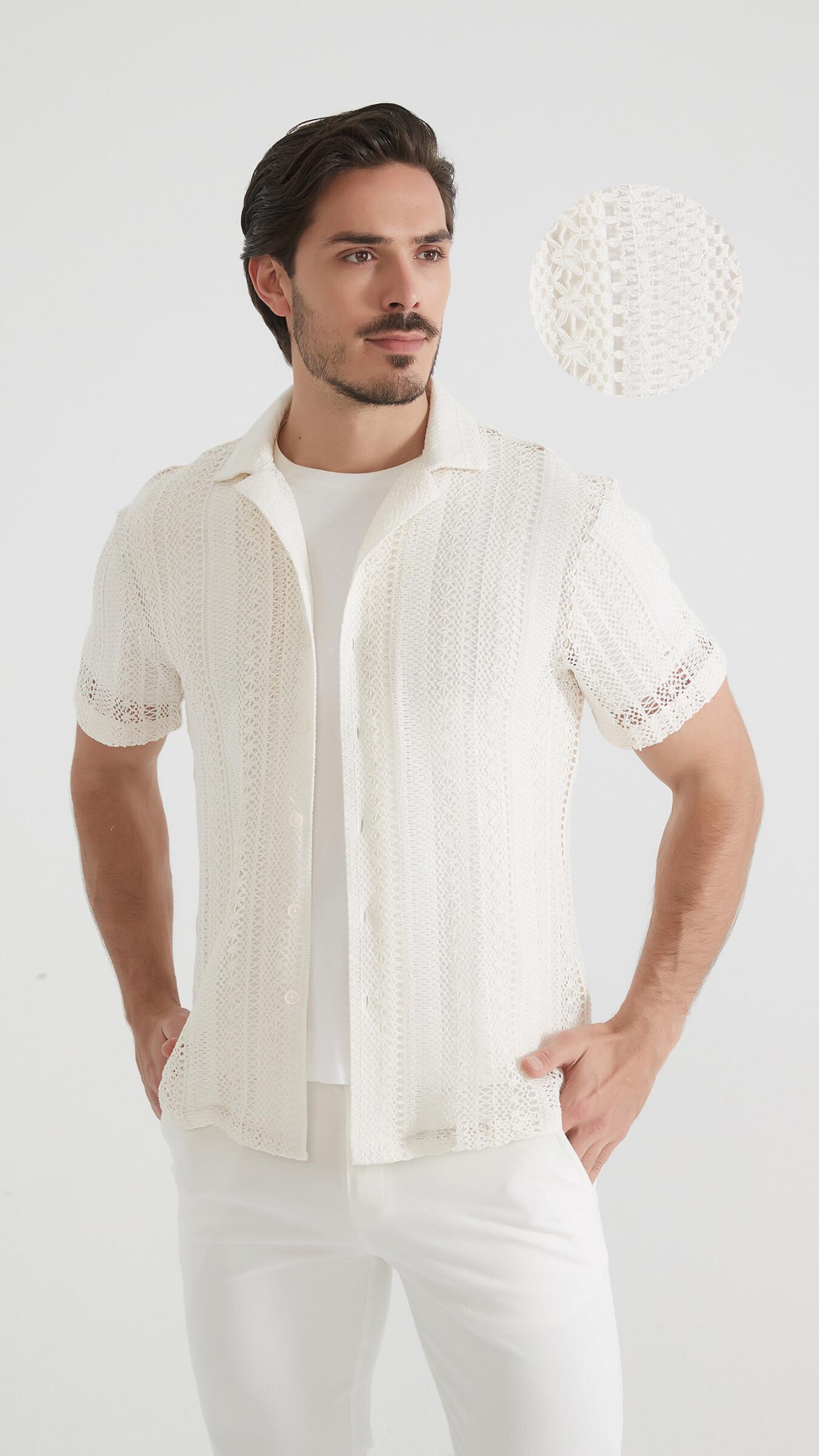 Grossiste Yves Enzo - Chemise manches courtes brodée