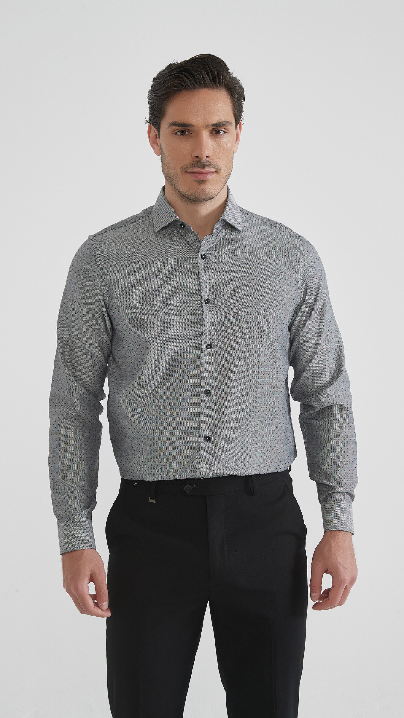 Mayorista Yves Enzo - Camisa pique de algodon con estampados de corte recto