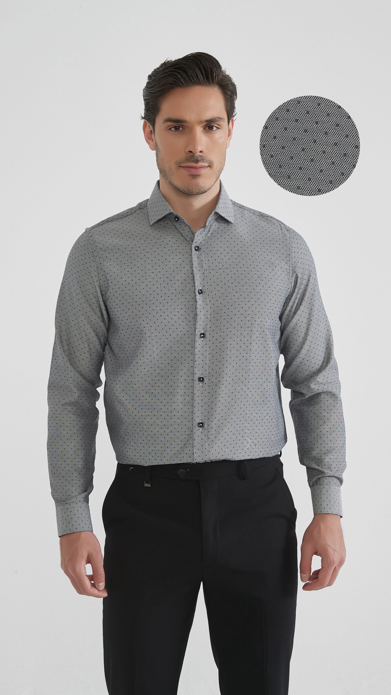 Grossiste Yves Enzo - Chemise coton piqué à motifs coupe confort