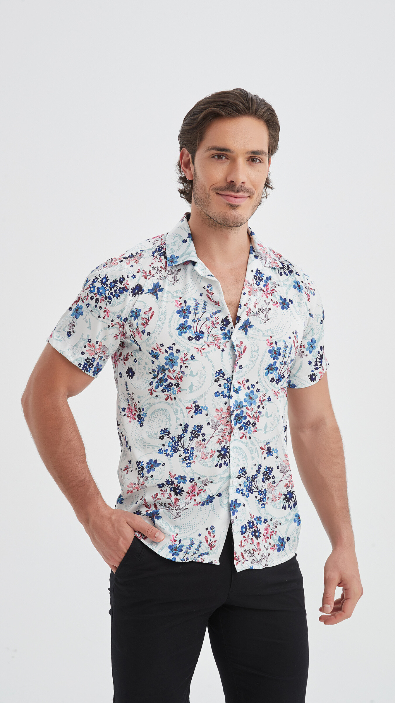 Grossista Yves Enzo - Camicia di sensazione di seta delle digital prints