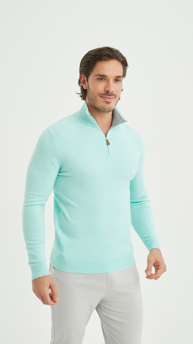 Mayorista Yves Enzo - Jersey blanco cuello con cremallera "cashmere touch"