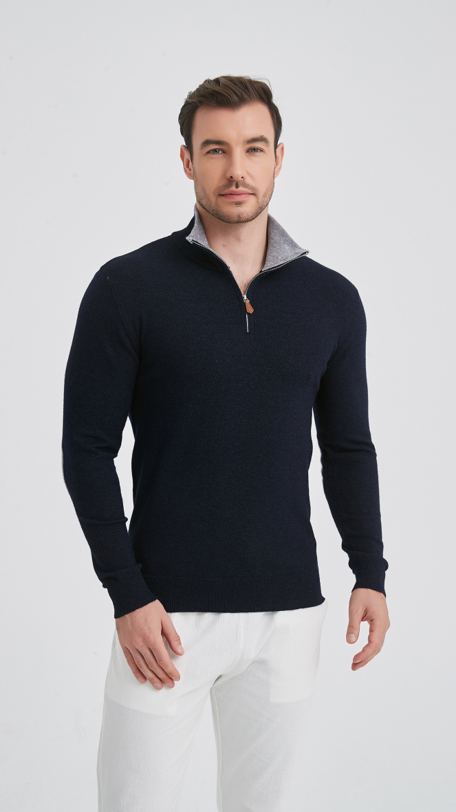 Grossiste Yves Enzo - Pull col camionneur à coudières "cashmere touch"