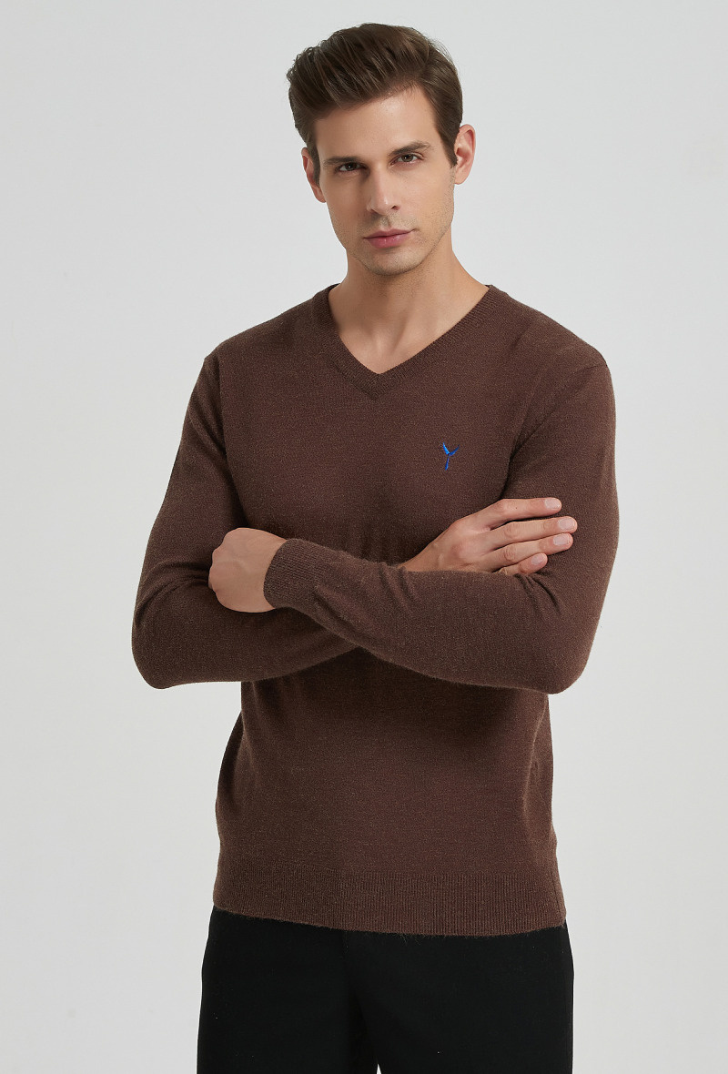 Grossiste Yves Enzo - Pull col V CASHMERE TOUCH avec logo