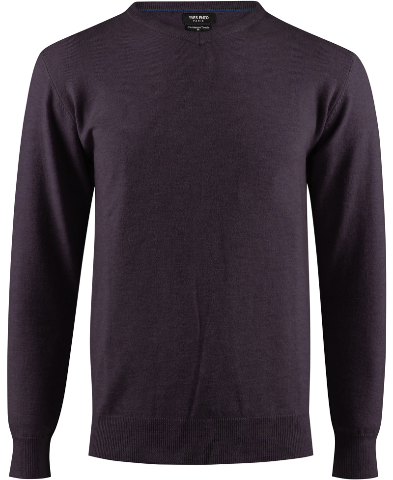 Wholesaler Yves Enzo - V-neck jumper "cashmere touch" - Black